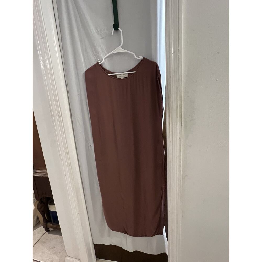 Cloth And Stone Brown T Shirt Maxi Shift Dress Side Slits Sz S Anthropologie - Picture 2 of 7